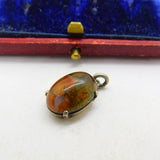 Victorian Sterling Silver Cabochon Moss Agate Drop Pendant Antique c1890