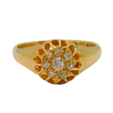 18ct Yellow Gold Diamond Set Daisy Cluster Ring Antique 1913 Birmingham