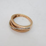 Rose- Gold On Sterling Silver Five Diamond Sash Ring Vintage c2000 Size M 1/2