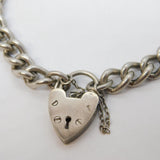 Sterling Silver Curb Link Charm Bracelet Heart Lock Clasp Vintage 1973 Bham