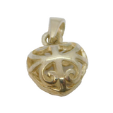 Sterling Silver Patterned Cutwork Puff Heart Charm Pendant Vintage c1970