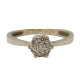 9ct Gold & 0.2ct Brilliant Cut Diamond Floral Cluster Ring Vintage Birmingham