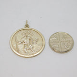 Sterling Silver St Christopher Round Travel Charm Pendant Vintage c1970s