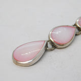 Sterling Silver Pink Mother of Pearl Drop Charm Pendant Vintage c1970s