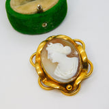 Victorian Pinchbeck Mounted Carved Shell Cameo Brooch Antique c1880