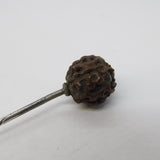 19th Century Sterling Silver Mounted Lucky Nut Terminal Stick Pin Antique c1860