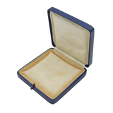 Victorian Blue Faux Leather Square Jewellery Box Antique c1890