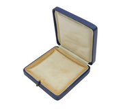 Victorian Blue Faux Leather Square Jewellery Box Antique c1890