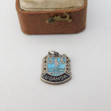 Sterling Silver Enamel Rare Uganda Travel Shield Charm Pendant Vintage c1970