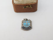 Sterling Silver Enamel Rare Uganda Travel Shield Charm Pendant Vintage c1970