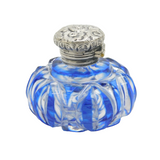 Victorian Sterling Silver Topped Blue Glass Vinaigrette Antique c1850s
