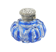 Victorian Sterling Silver Topped Blue Glass Vinaigrette Antique c1850s