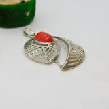 Sterling Silver & Cabochon Quartz Modernist Drop Pendant Vintage c2000