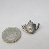 Sterling Silver Fluted Teapot Charm Pendant Vintage c1970