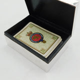 Edwardian Sterling Silver Bridge Playing Cards Box & Marker Antique London