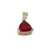 Sterling Silver Faceted Garnet Triangle Form Charm Pendant Modern c1990s