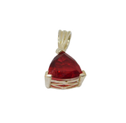 Sterling Silver Faceted Garnet Triangle Form Charm Pendant Modern c1990s