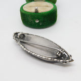 Sterling Silver Floral Pattern Lapis Lazuli Brooch Pin Vintage c1950