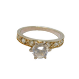 Sterling Silver CZ Engagement Or Dress Ring Modern c1990 Size M