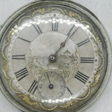 Victorian Sterling Silver Lake Scene Fusee Pocket Watch Antique 1879 London