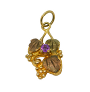 10ct Yellow-Rose Gold, Amethyst Set Vine Pattern Drop Pendant Vintage c1970