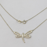 Sterling Silver Dragonfly Pendant Necklace Vintage c1980