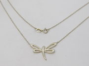Sterling Silver Dragonfly Pendant Necklace Vintage c1980