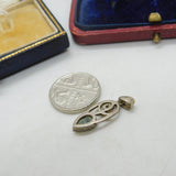 Sterling Silver Celtic Knot with Topaz Charm Pendant Vintage c1970