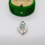 Sterling Silver Doublet Opal Drop Charm Pendant Vintage c1970