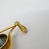 9ct Yellow Gold & Black Opal Set Drop Pendant Vintage c1970s