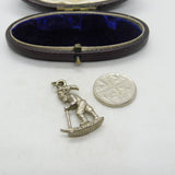 Sterling Silver Gold Miner with Pick Axe Charm Pendant Vintage c1970