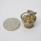 Sterling Silver Basket of Pearls Charm Pendant Vintage c1970