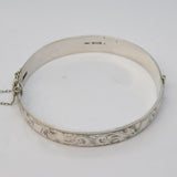 Sterling Silver Floral Pattern Bangle Bracelet Vintage 1959 Birmingham