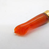 Victorian 15ct Yellow Gold Mounted Carved Agate Figa Hand Pendant Antique