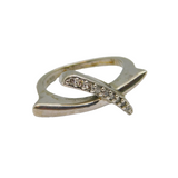 Sterling Silver 9 Spinel Curved Crossover Studio Ring Modern c1990 Size M 1/2