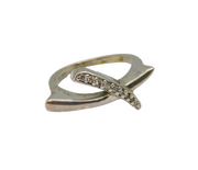 Sterling Silver 9 Spinel Curved Crossover Studio Ring Modern c1990 Size M 1/2