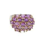 Sterling Silver 19 Amethyst Wide Front Statement Ring Vintage c2000 Size U 1/2