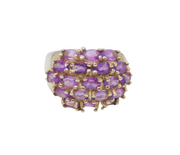 Sterling Silver 19 Amethyst Wide Front Statement Ring Vintage c2000 Size U 1/2