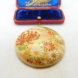 Signed Japanese Satsuma Pottery Buckle Vintage c1930 Art Deco