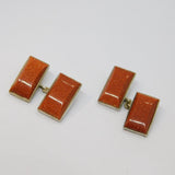 Pair Of Sterling Silver Goldstone Rectangle Chain Link Cufflinks Vintage c1990