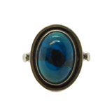 Taxco Style Sterling Silver Cabochon Turquoise Dress Ring Vintage c1970s