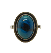 Taxco Style Sterling Silver Cabochon Turquoise Dress Ring Vintage c1970s