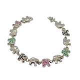 Sterling Silver Ruby, Emerald & Sapphire Elephant Panel Bracelet 2008 Birmingham