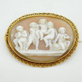 19th Century 20ct Gold Mounted Carved Shell Cameo Brooch Antique c1860s