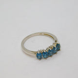 Sterling Silver 5 Oval Sapphire Half Eternity Band Ring Modern c1990 Size N 1/2