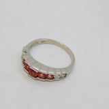 Sterling Silver Padparadscha & White Sapphire Band Ring Vintage c1990 Size M 1/2