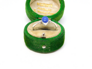 Sterling Silver Lapiz Lazuli Cabochon Ring Vintage c1970 Size M 1/2