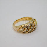 Gold On Sterling Silver Multi-Stone CZ Patterned Band Ring Vintage c1970 Size K