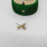 9ct Yellow Gold & Paste Set Stud Earrings Vintage c1970