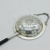 Sterling Silver & Turned Wooden Handle Tea Strainer Vintage 1965 Birmingham